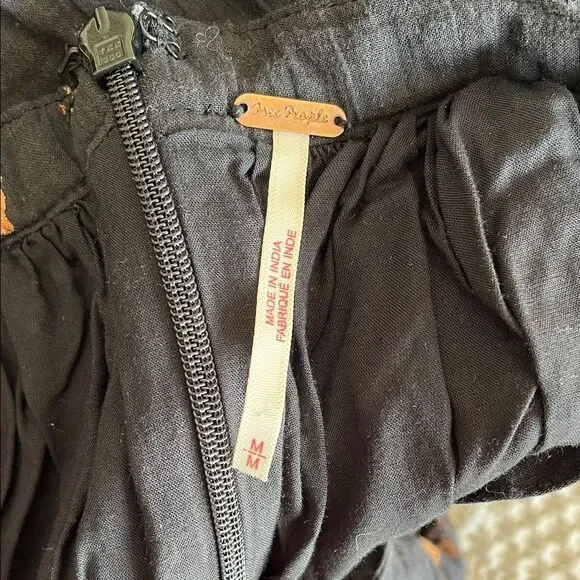 Free People Baja Babe Black Bronze Foil Halter Midi Dress Sz M - Picture 10 of 14